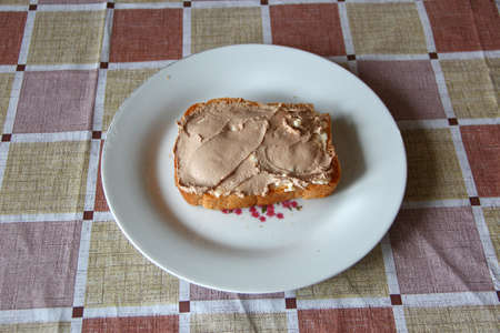Liver pate sandwich on the plate