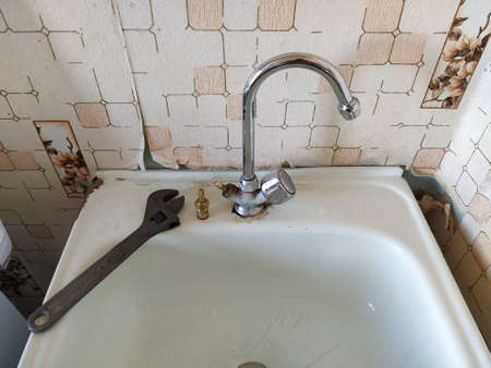 Repair of the old water tapの写真素材