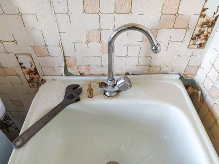 Repair of the old water tapの写真素材