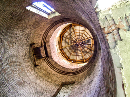 View inside a water towerの写真素材
