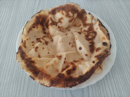 Fried round pancakes on the plate