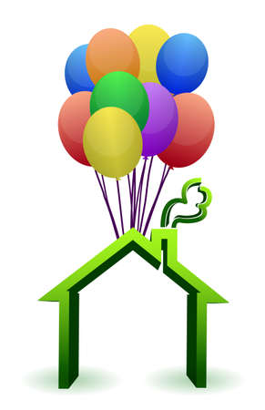 A house lifted by Balloons - illustration designs のイラスト素材