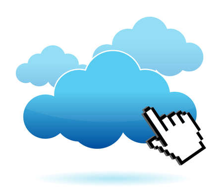 Cursor icon hand clicking on a cloud illustration designのイラスト素材