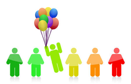 flying away with balloons illustration designのイラスト素材