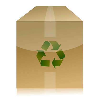 cardboard box with recycle symbol on white background のイラスト素材