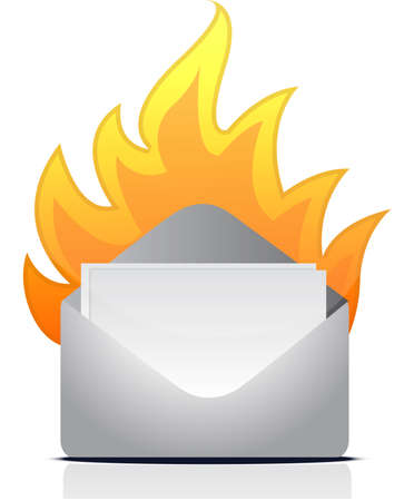 envelope letter on fire illustration design over whiteのイラスト素材