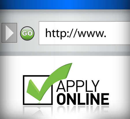 browser window shows the words Apply Online illustration designのイラスト素材