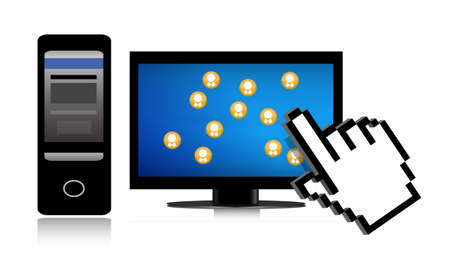 social network and cursor over white backgroundのイラスト素材
