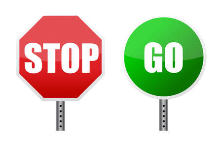 stop go sign illustrations over a white backgroundのイラスト素材