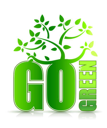 go green concept with tree illustration design on white のイラスト素材