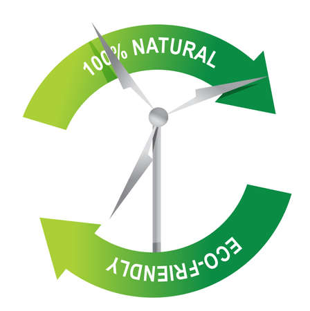 recycle wind turbine on a white background illustration designのイラスト素材
