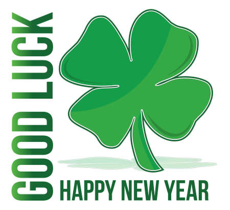 happy new year green clover good luck illustrationのイラスト素材