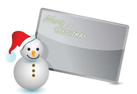 snowman christmas card illustration design on whiteのイラスト素材
