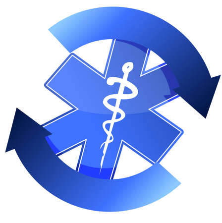 24/7 blue medical symbol cycle illustration designのイラスト素材