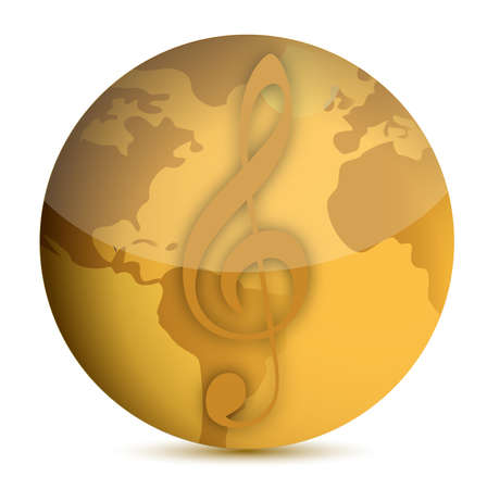 globe with music note illustration design over whiteのイラスト素材