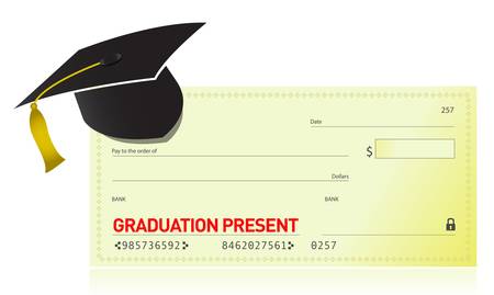graduation present and graduation hat illustration designのイラスト素材