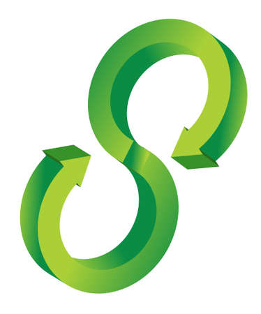 3d green arrow cycle illustration design on white のイラスト素材