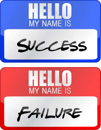 success, failure red and blue name tags illustrations のイラスト素材