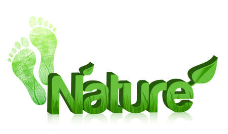3d nature text and feet illustration design on whiteのイラスト素材
