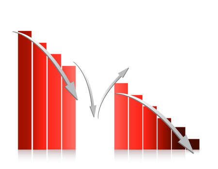 red graph falling illustration design on white backgroundのイラスト素材