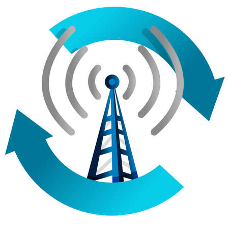wi fi tower cycle illustration design on whiteのイラスト素材