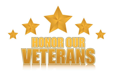 honor our veterans gold illustration sign design on whiteのイラスト素材