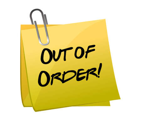 Out of order yellow sticky illustration designのイラスト素材