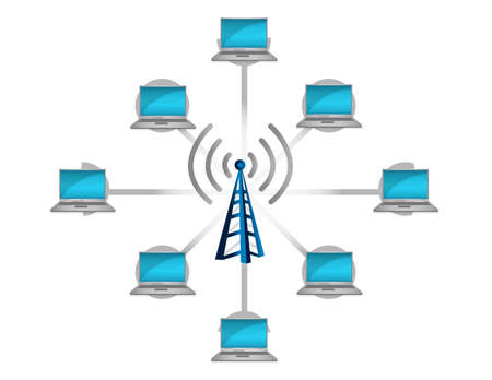 wireless network connection concept illustration design over whiteのイラスト素材