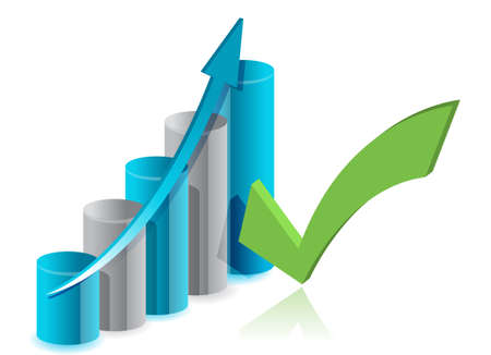 Graph chart and checkmark illustration design over whiteのイラスト素材