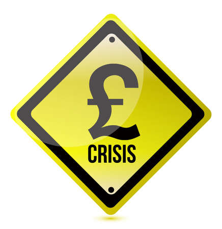 yellow pound crisis sign illustration design on whiteのイラスト素材