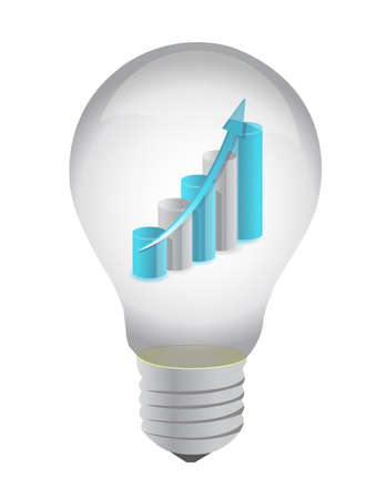 Bulb and business graph inside illustration design on whiteのイラスト素材