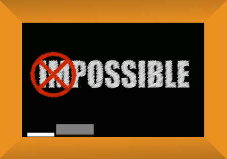 impossible or possible concept blackboard design illustrationのイラスト素材