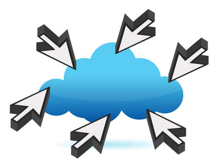 Cursor icons clicking on a cloud illustration designのイラスト素材