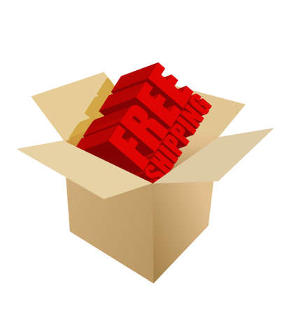 free shipping Carton Box on white backgroundのイラスト素材