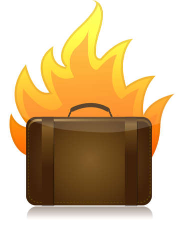 luggage on fire illustration design on white backgroundのイラスト素材