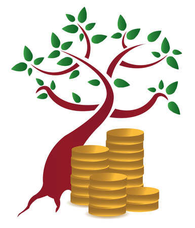 money tree and coins design  over a white background のイラスト素材