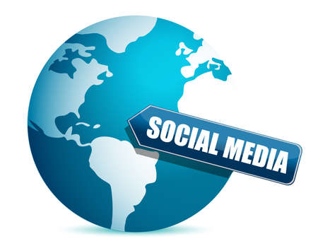 social media globe illustration design over whiteのイラスト素材