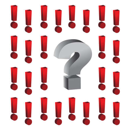 question mark around exclamation marks illustration designのイラスト素材