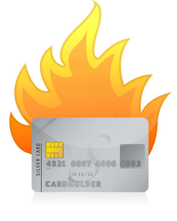 Credit card on fire concept illustration designのイラスト素材