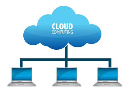 Cloud computing concept  Client computers communicating illustration designのイラスト素材
