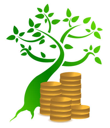 money tree with coins illustration design on whiteのイラスト素材