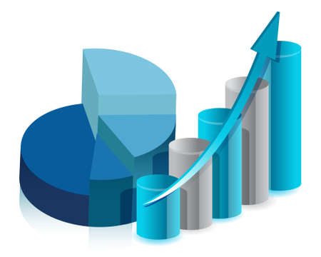 pie chart and bar graph illustration design on whiteのイラスト素材