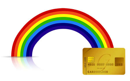 credit card at the end of the rainbow illustration design のイラスト素材