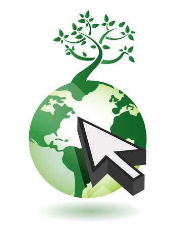 Tree on a globe with an arrow illustration design on whiteのイラスト素材