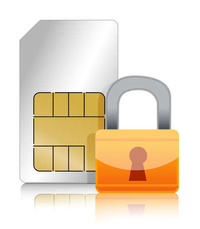 Sim cart with padlock illustration design over whiteのイラスト素材