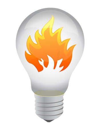 burning light bulb on white background illustrationのイラスト素材