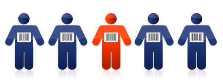 Bar code and people illustration design over whiteのイラスト素材