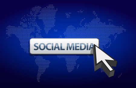 social media blue background with a map of the worldのイラスト素材