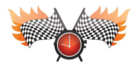 racing flags on fire illustration design over whiteのイラスト素材