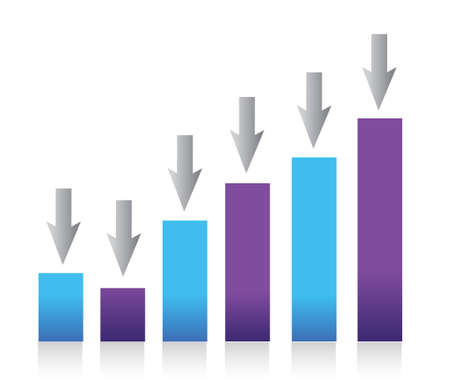 Growing bar chart from color blocksのイラスト素材